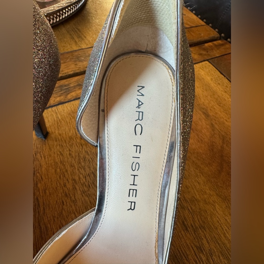 Marc Fisher Glitter Peep-Toe High Heel Pumps Women’s 8M - Picture 2 of 10